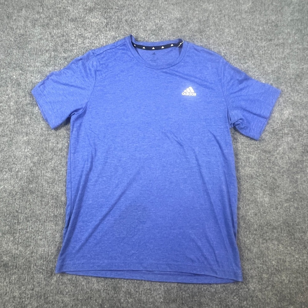Adidas Aeroready Performance T Shirt Mens Medium Blue Logo Moisture Wicking Gym